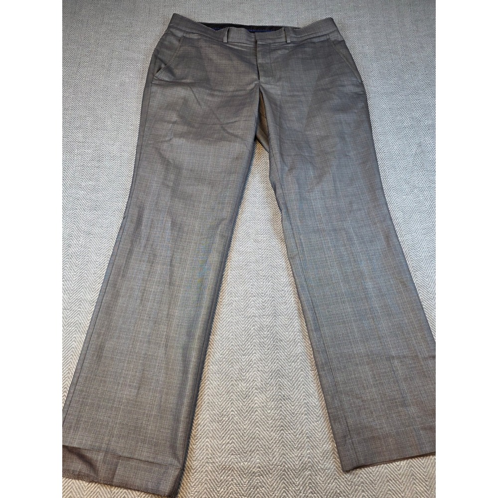 Billy London UK Mens Gray Crosshatch Dress Pants 34W 30L Business Trousers